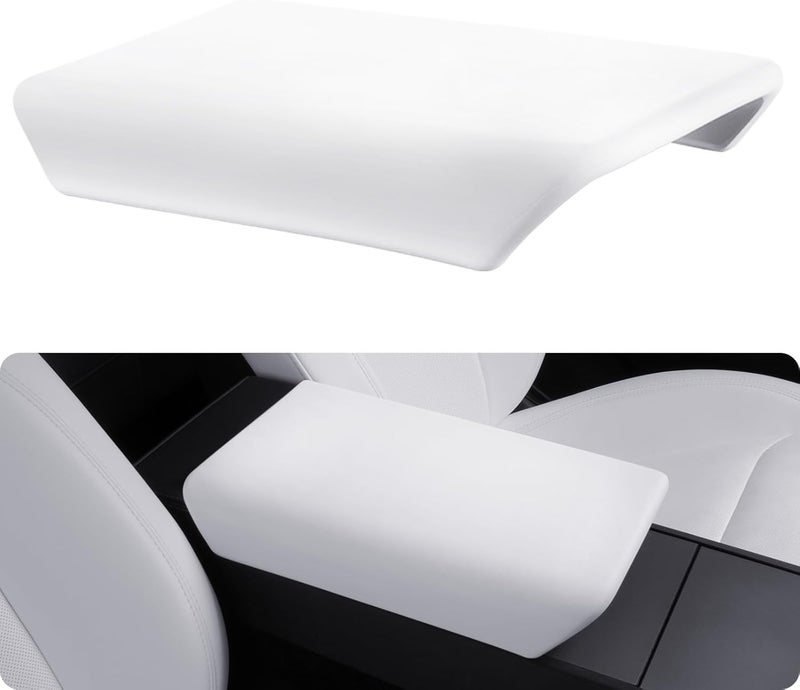 Basenor Center Console Armrest Cover for 2025 2026 Tesla Model Y Juniper/Model 3 Highland [Non-Slip] [No Logo] Arm Rest Protector Accessories TPU White (Standard/Premium/Performance) - Image 1